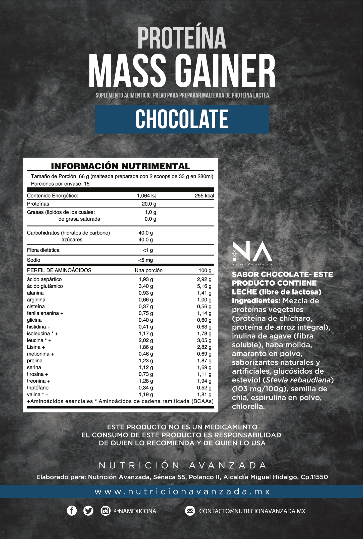 Proteína Láctea "Mass Gainer" Chocolate