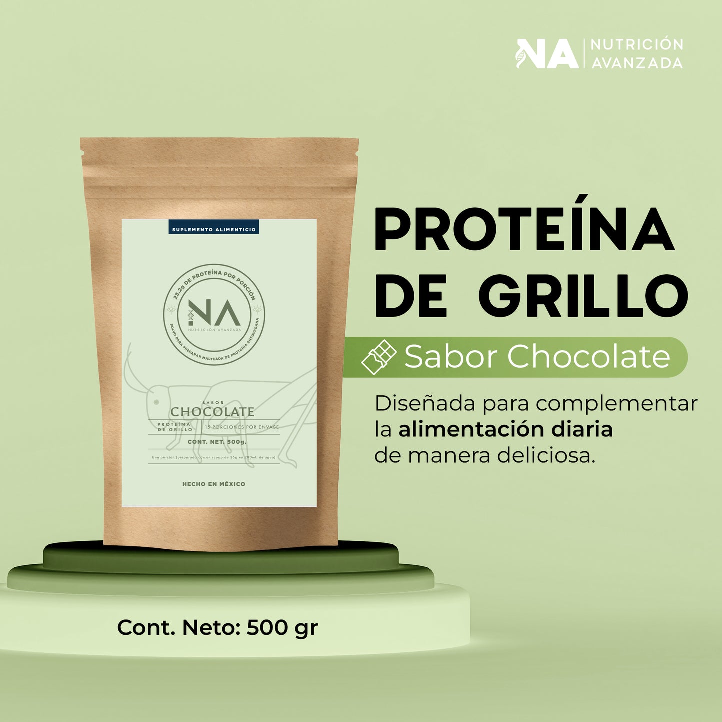 Proteìna de grillo sabor chocolate