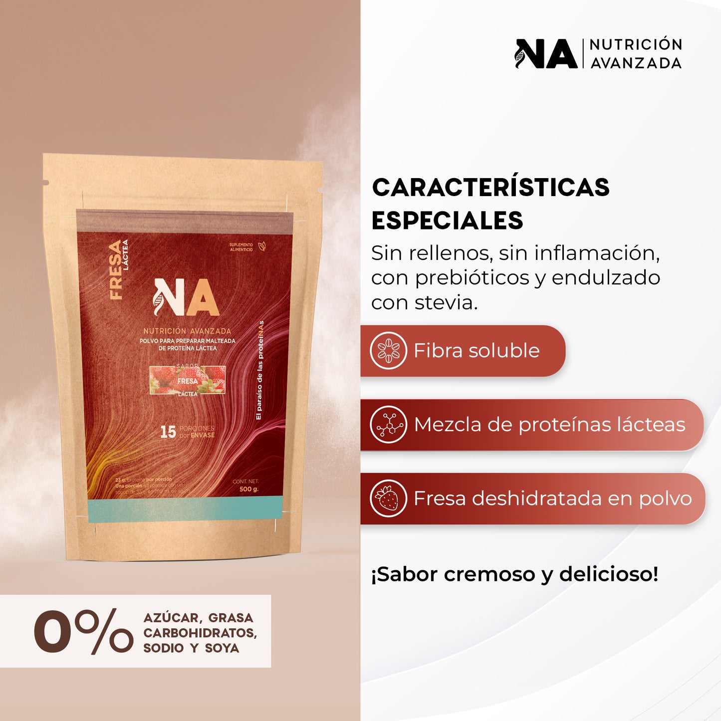 Proteína Láctea sabor Fresa 500g